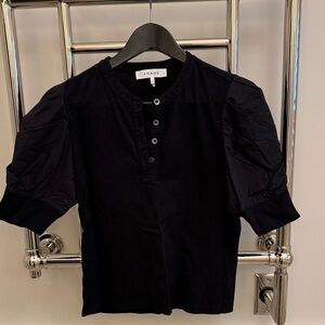 Frame Denim Black Puff Sleeve Shirt